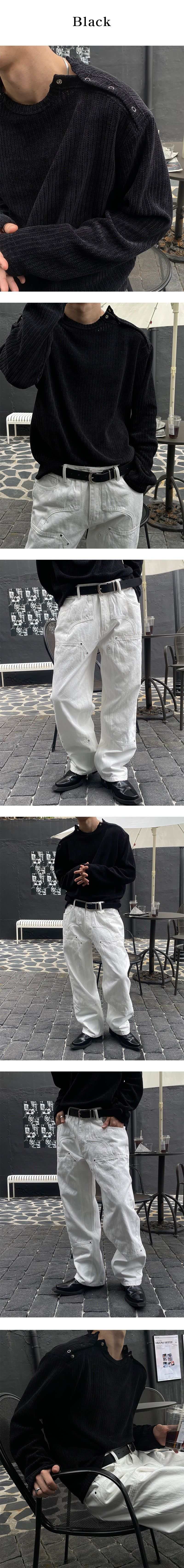  [Unisex] Double shoulder button knit(4color)
