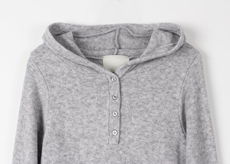 WOOL BUTTON HOOD TEE