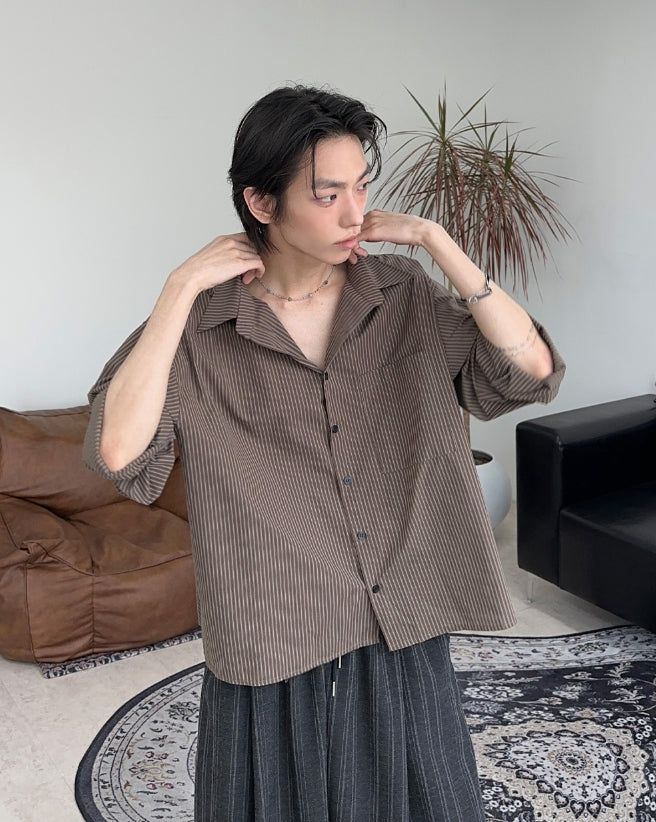SATIIIZ（サティーズ）の「Meden Striped Cotton Shirt（Tops）」