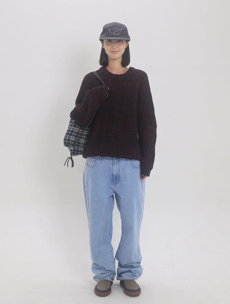 LEY Handstitch Long Brim Cap / Charcoal