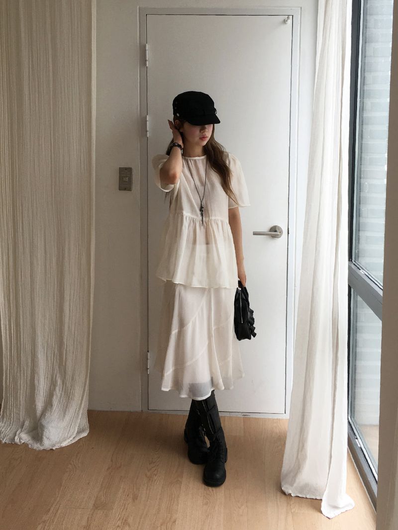 Sheer back ribbon blouse