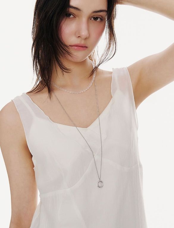 hyeres lor（イエール・ロール）の「26SS★ [Premium Plating] H-Emblem AB(W) Clear Quartz Chain Necklace（Accessories）」