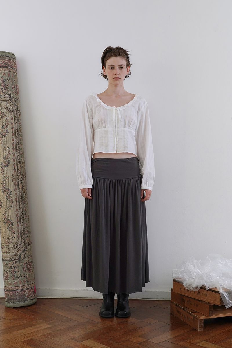 Mona shirring skirt_charcoal