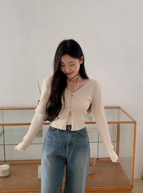 JN Halter Strap Knit Sleeveless (5color)