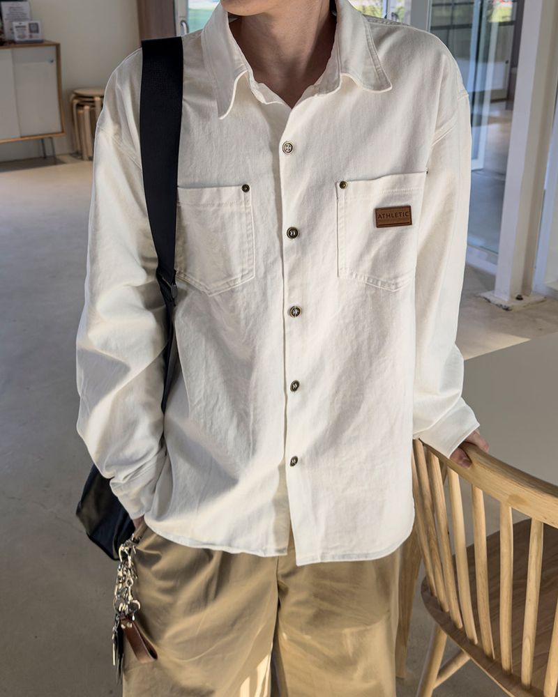 Drain Patch Work Shirt Jacket