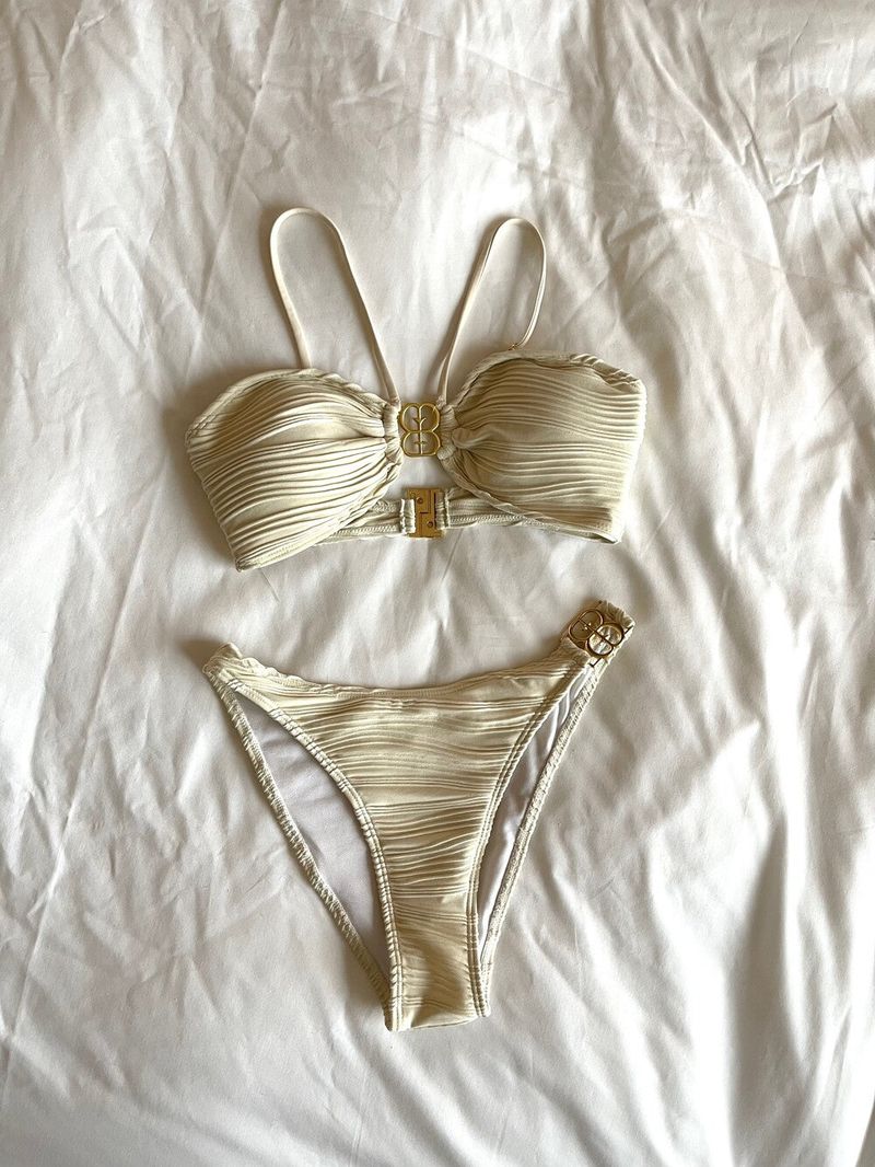  Burning logo bikini cover set (cream)