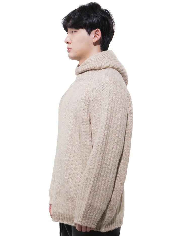 フードつきニット-BEIGE (送料込)- WooStore