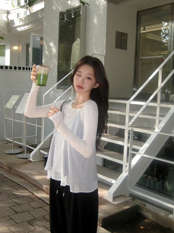 [SHOPPERMADE] Satin Silky Chiffon Sleeveless Blouse
