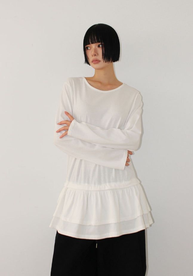 AAKE(アケ)の「(Brushed) FRILL STRAP LONGSLEEVE(Tops)」