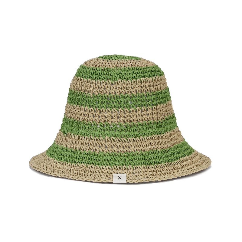 Stripe paper bucket hat Green