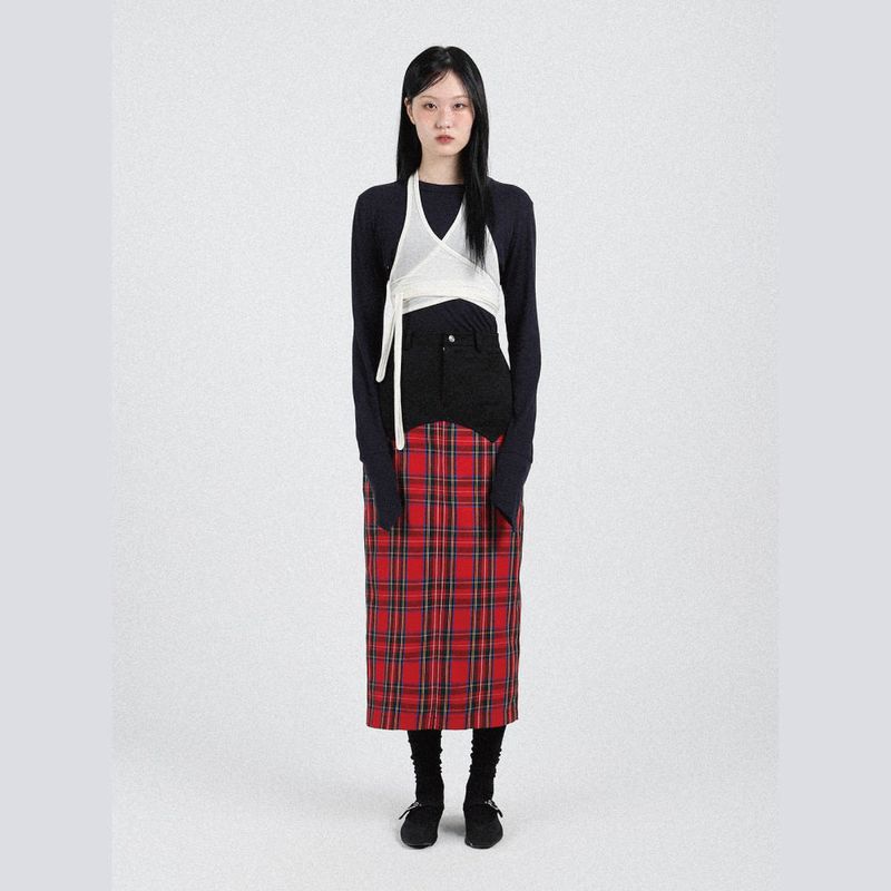 cottonrebirthclub（コットンリバースクラブ）の「チェックロングスカート (レッド)（スカート）」