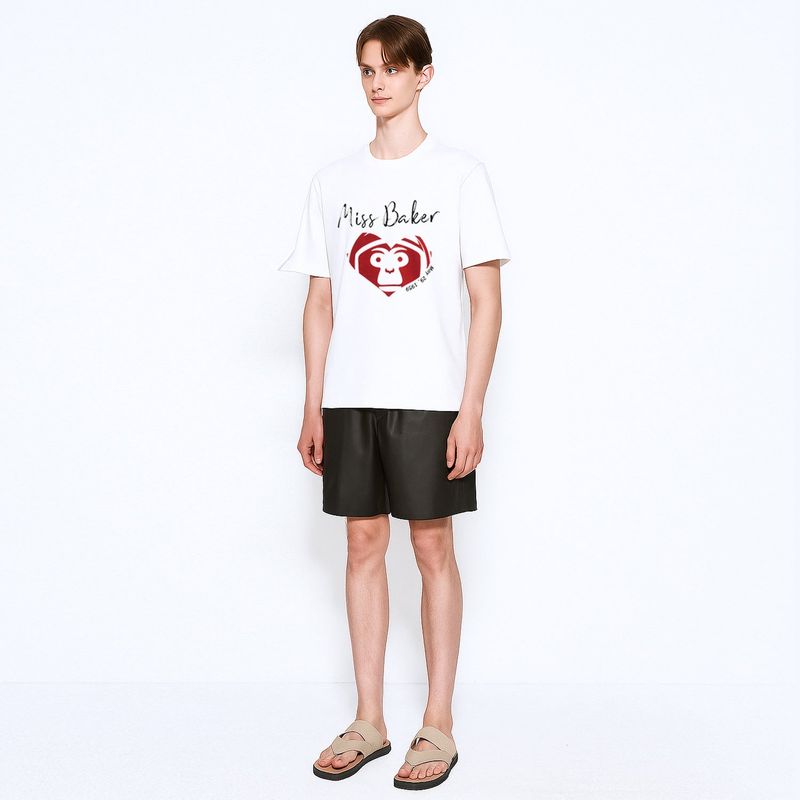 ハートバイカーTシャツホワイト / レッド(MAN)
