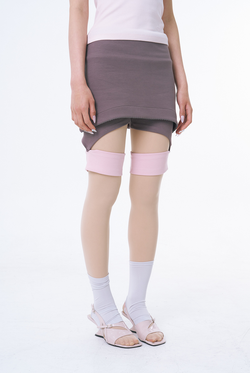 Two-Tone Layered Biker Shorts (COCOA)