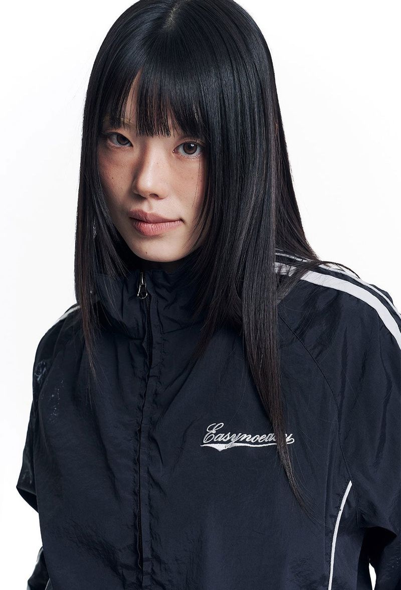 Dirty Nylon Piping Track Jacket - Black