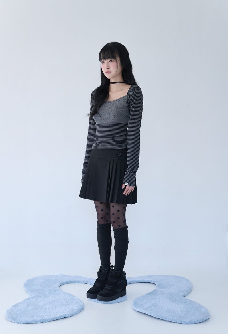 MIXED PATTERN CAMI & BOLERO SET CHARCOAL