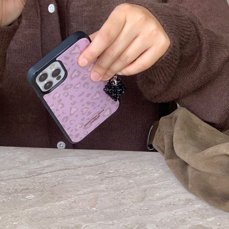  HEART LEOPARD GLASS BUMPER CASE (PINK / CASE ONLY)