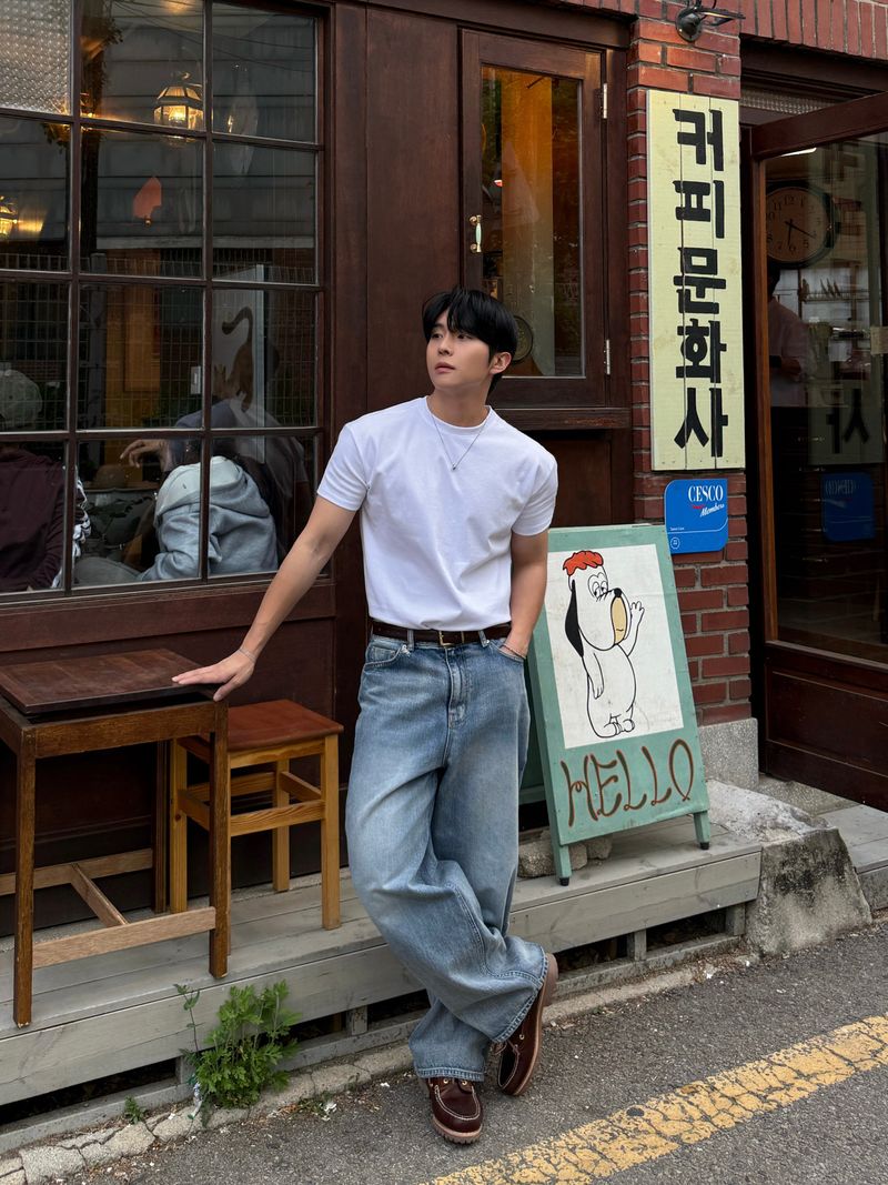 If semi-wide denim pants