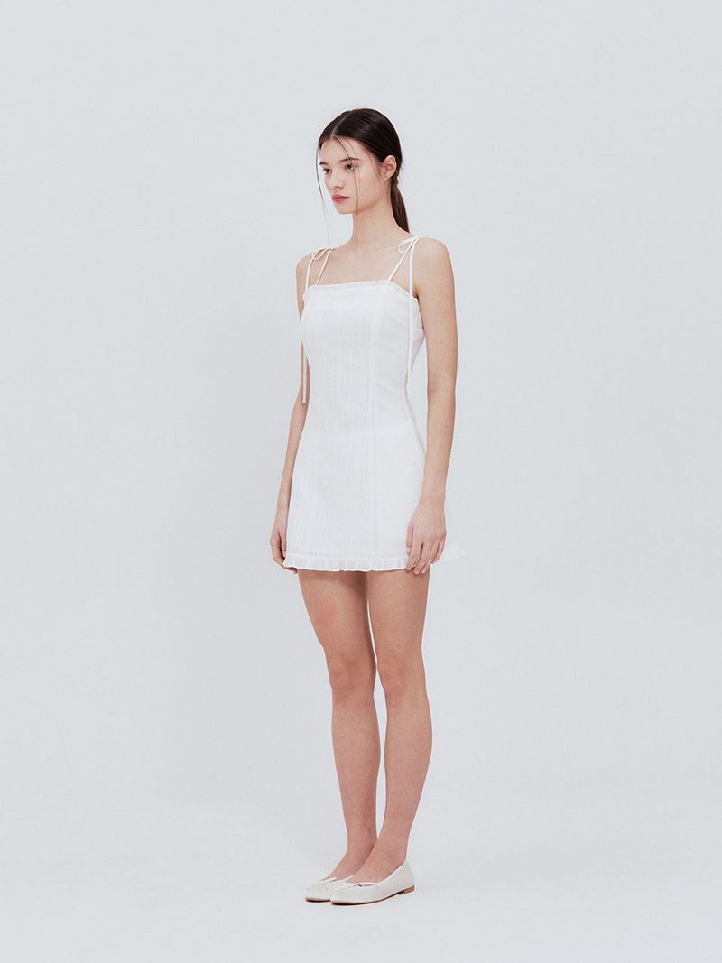Lace frill mini dress (Ivory)