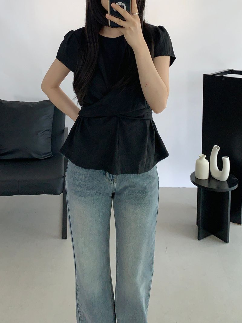 Amélie Shirred Wrap Blouse