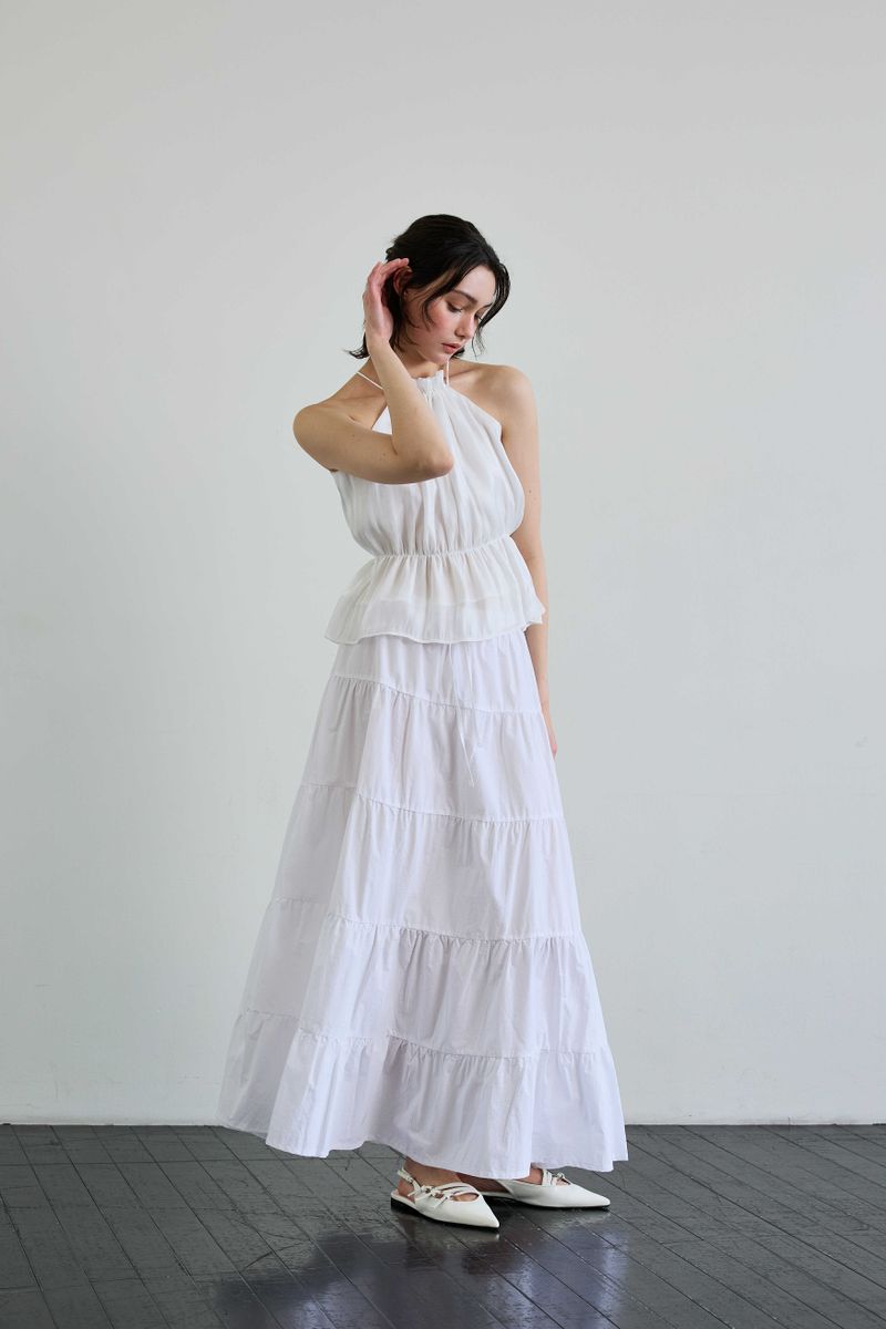PEARL HALTERNECK TOP / WHITE