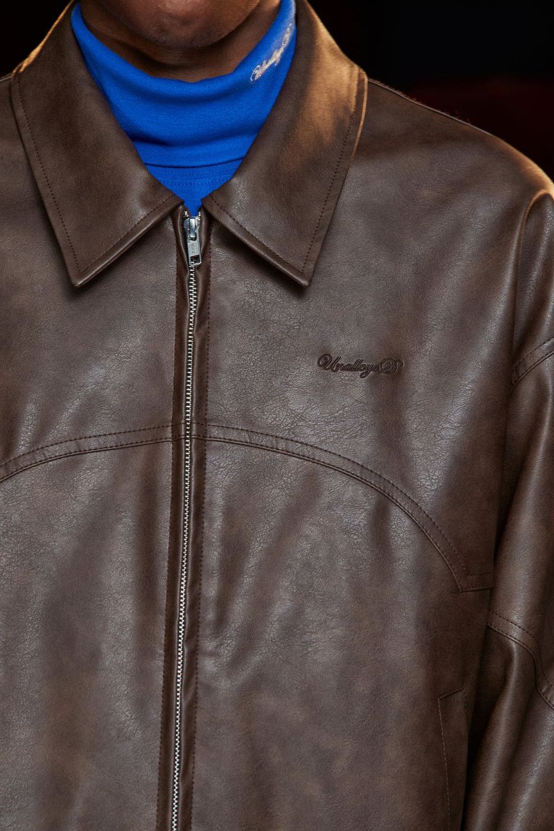 FAUX LEATHER WESTERN BLOUSON / BROWN