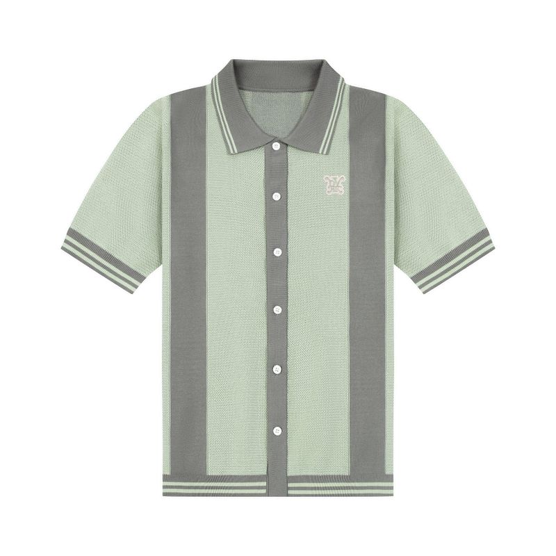 DVRK PRIVÉ STRIPED PATTERN POINTELLE KNITTED SHIRT - GREY