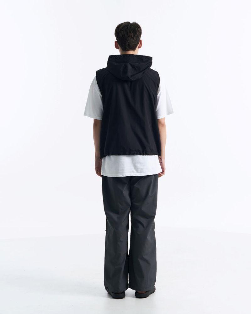 TECH NYLON HOOD VEST (Black, Charcoal) 