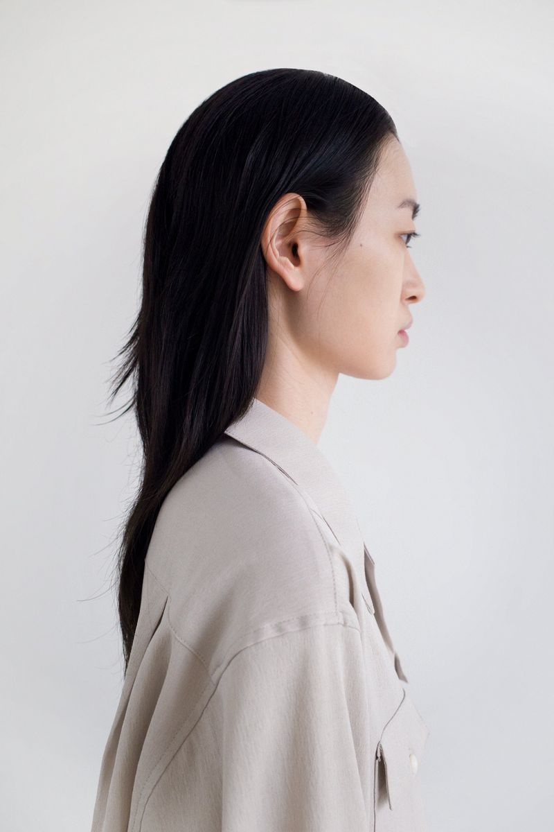ストレッチロールアップシャツ, ベージュ