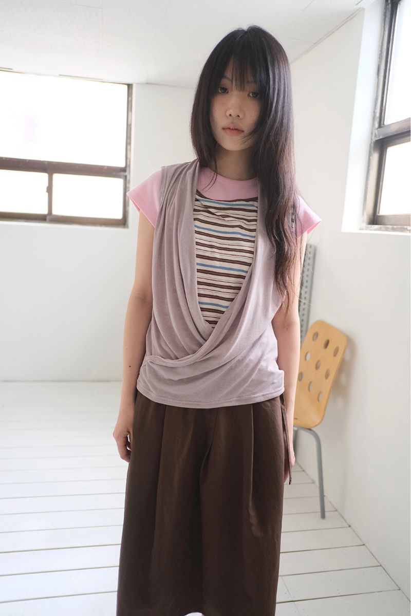 stripe holter sleeveless (2c)