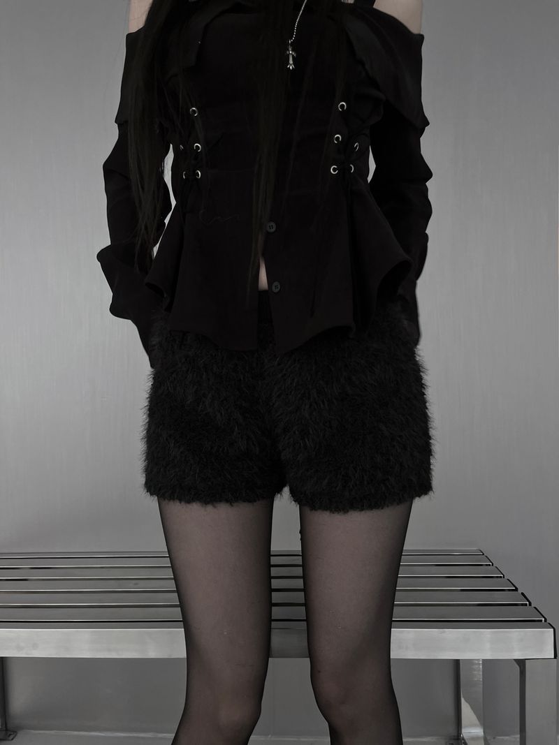 winter fuzzy fur short pants (2color)