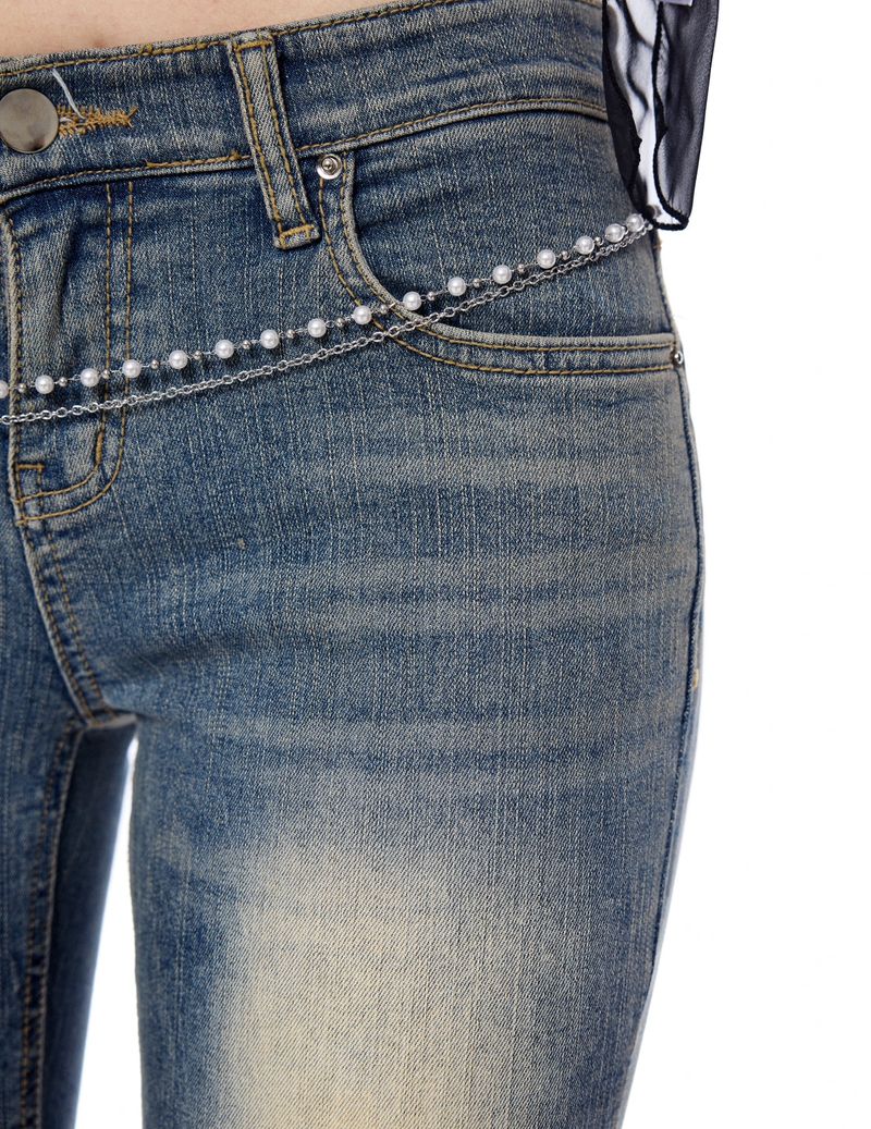 WHITE PEARL CHAIN BELT
