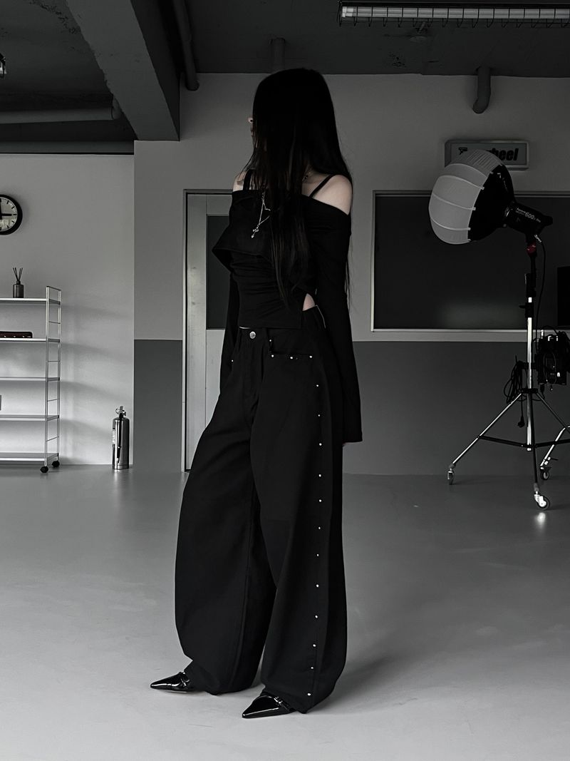 studded balloon wide pants (2color)