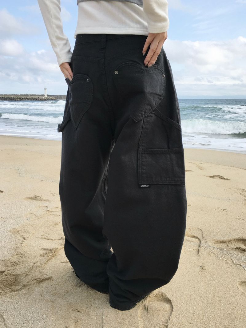 Lovey Heart Cargo Wide Pants (3c)