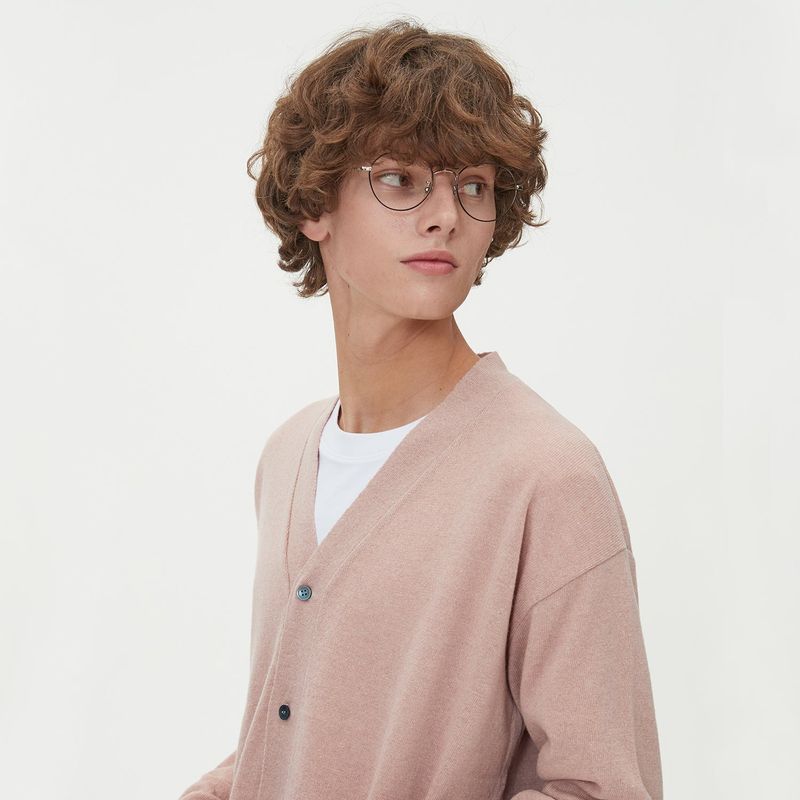 LAMBSWOOL V NECK CARDIGAN_PINK