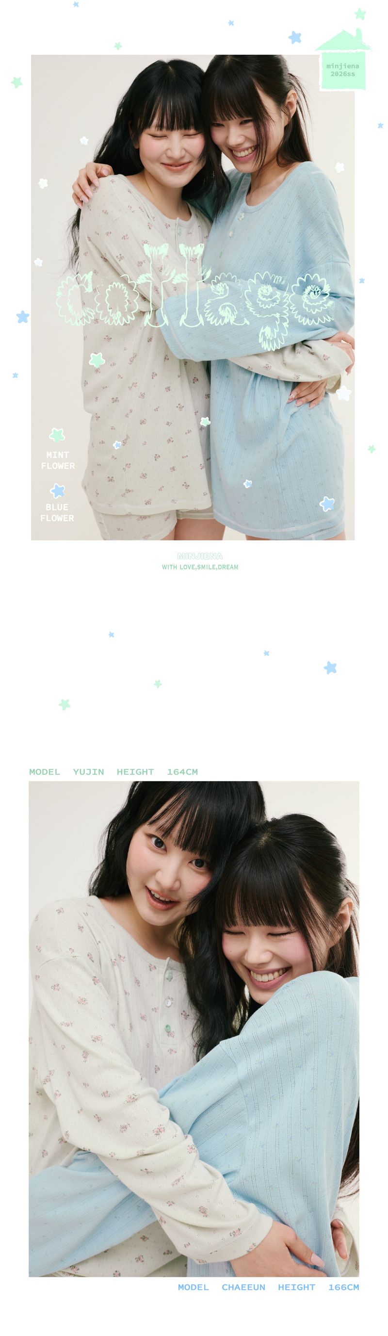 cottage long sleeve mint flower