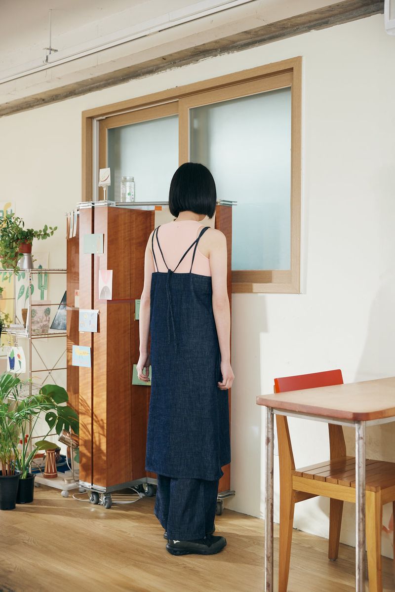 Denim slit dress