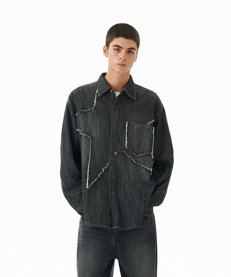 STAR RAW CUT DENIM SHIRT