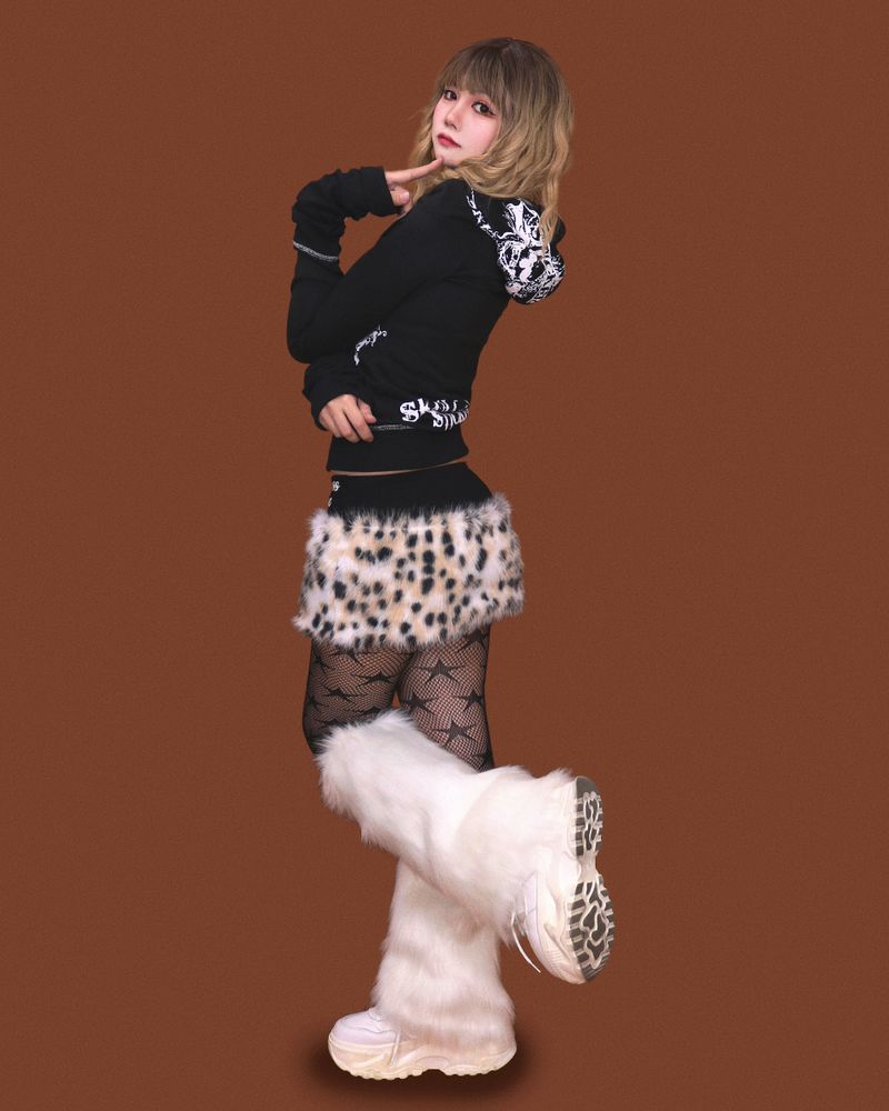eco fur leopard skirt (속바지)