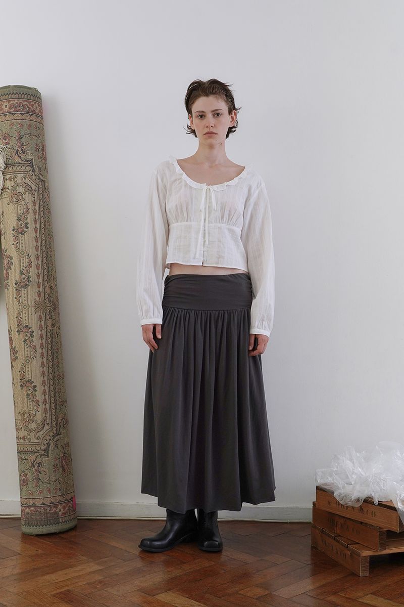 Mona shirring skirt_charcoal