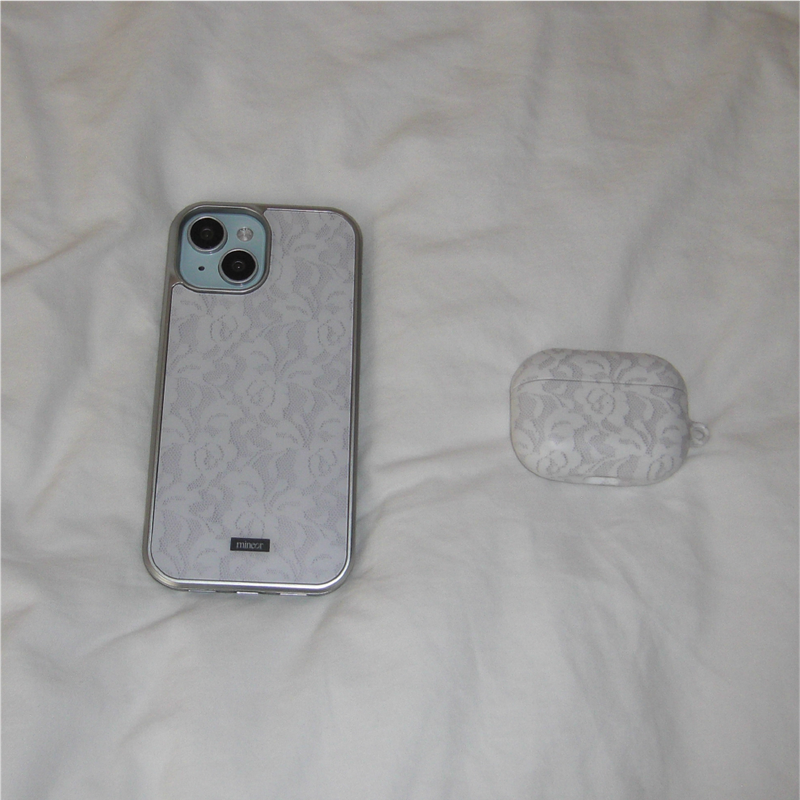 [MADE] rosy lace silver glass bumper case (normal/matt glass)