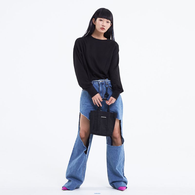 DENIM TOTE BAG MINI MI BLACK