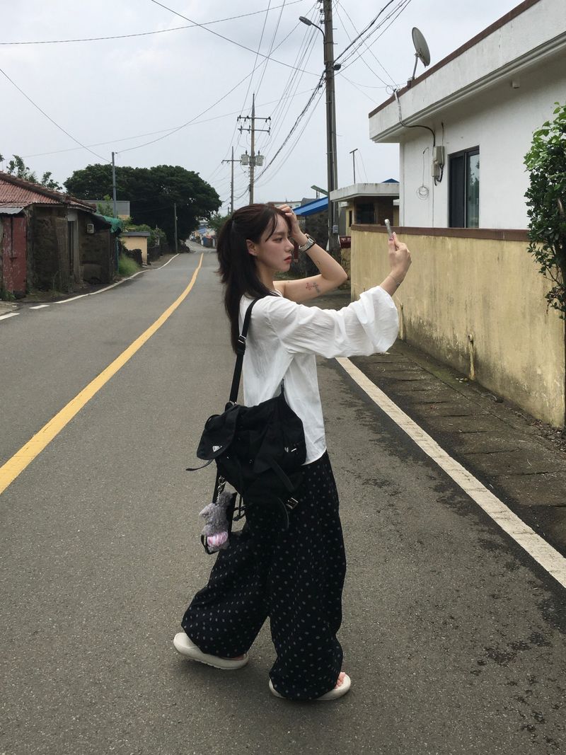 Polka Dot Wide Balloon Pants (2c)