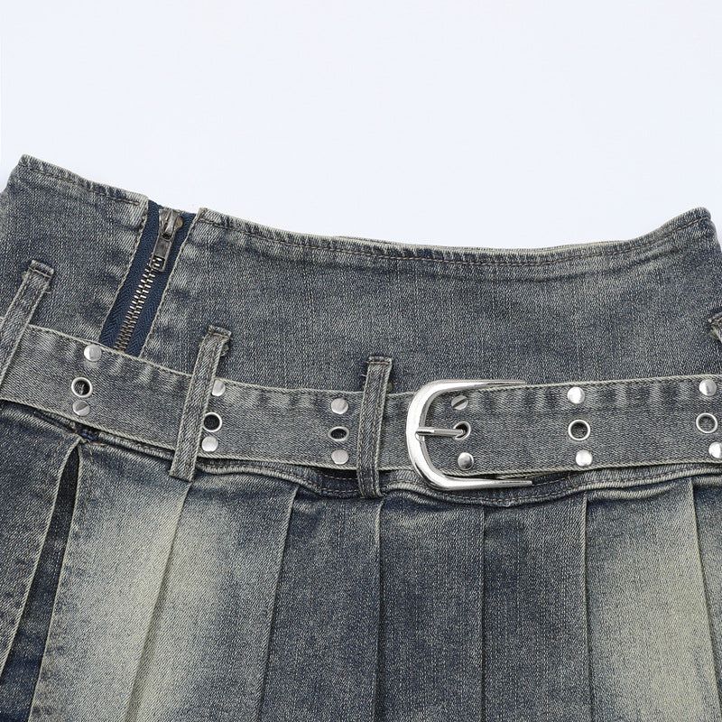 Siera Washed Denim Skir