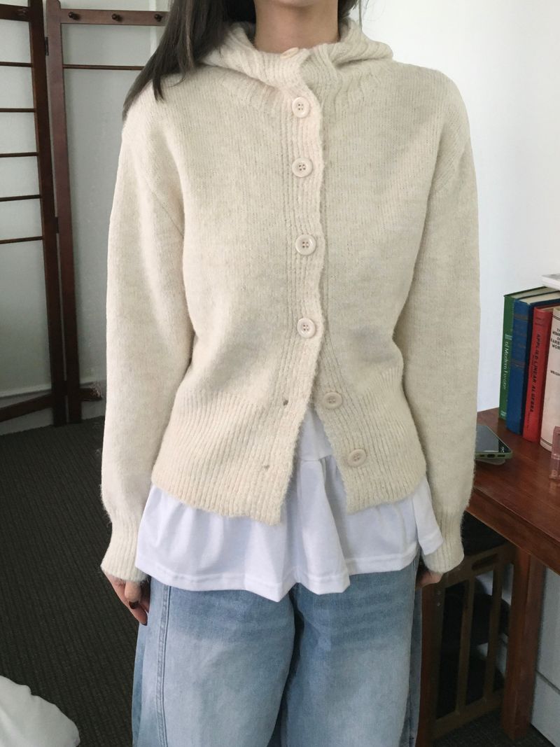 Marron Wool Golji Hooded Cardigan (4c)