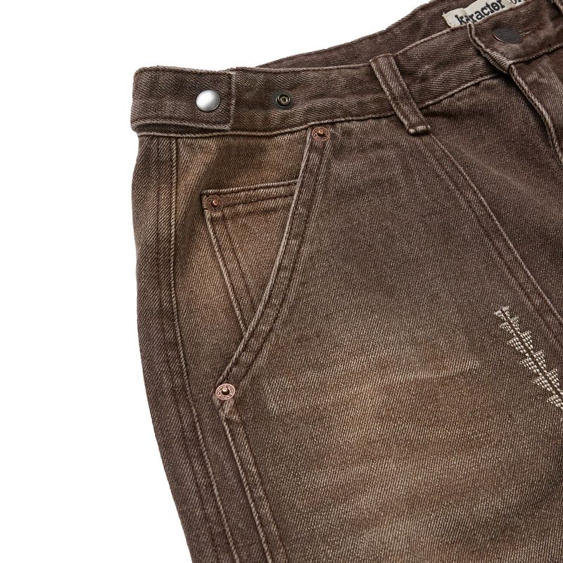 Double knee denim work pants / Brown
