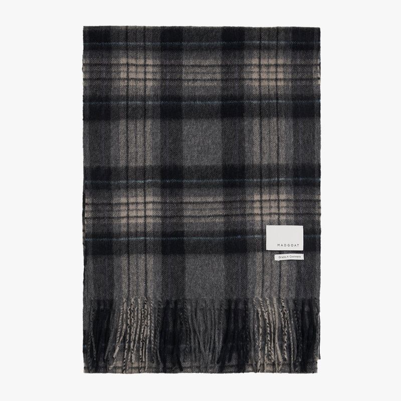 MADGOAT（マッドゴート）の「Cashmere Woven Scarf Tartan Check_Grey,Blue（Fashion Accessories）」