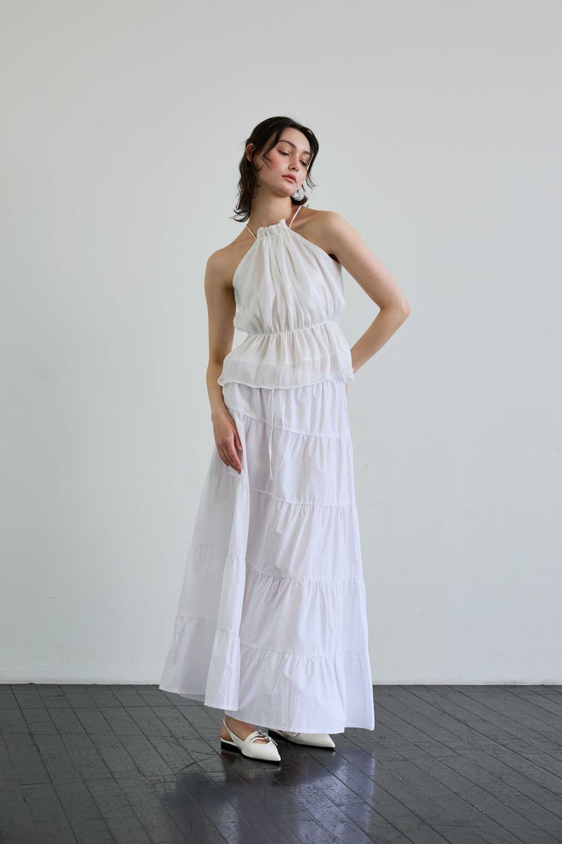 PEARL HALTERNECK TOP / WHITE