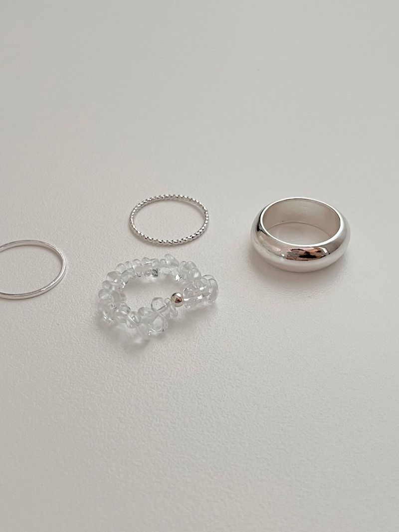 [4 set] summer beads layered ring set / bold summer ring