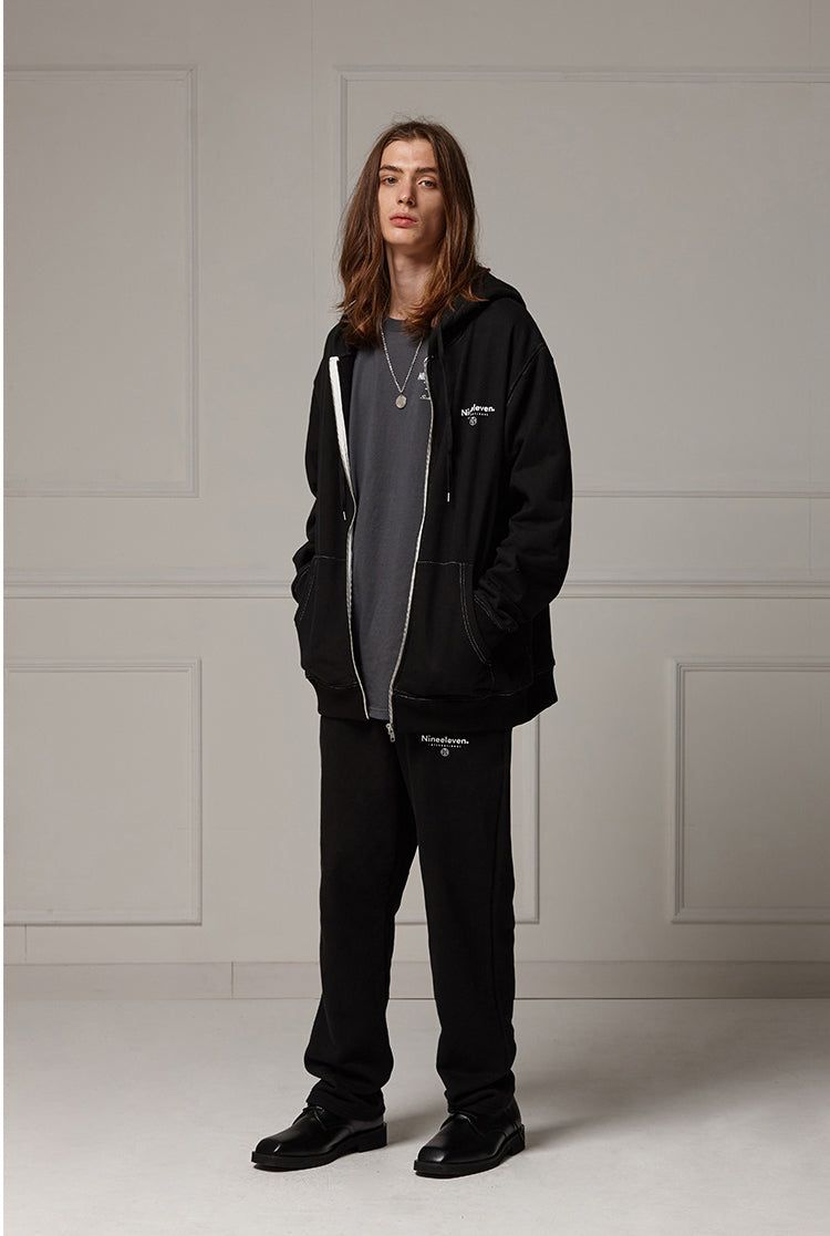Pigment washed zipup hoodie