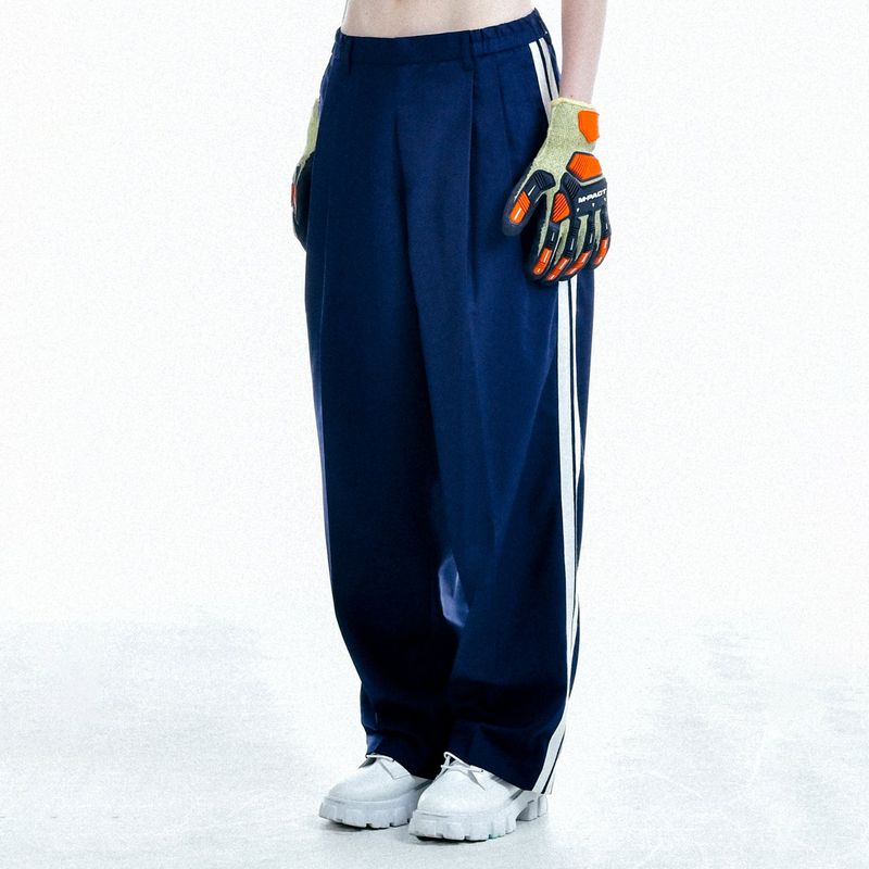 C.O.M.E（シーオーエムイー）の「[UNISEX] サテントリムモータースポーツトラウザー（ネイビー）（パンツ）」
